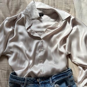 Dynamite Matisse Slim Satin Button Up Shirt